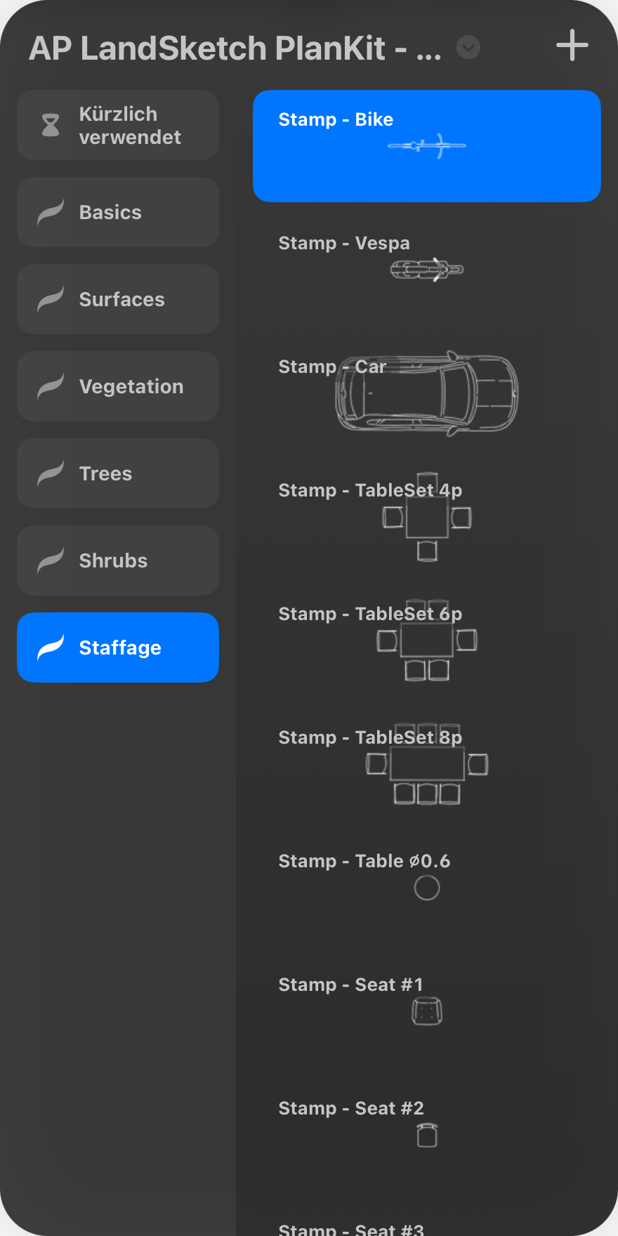 Procreate-Brushpanel: Staffage